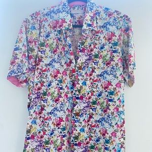Like New, Lipson Mens Short Sleeve Button Up Shirt, Floral Print